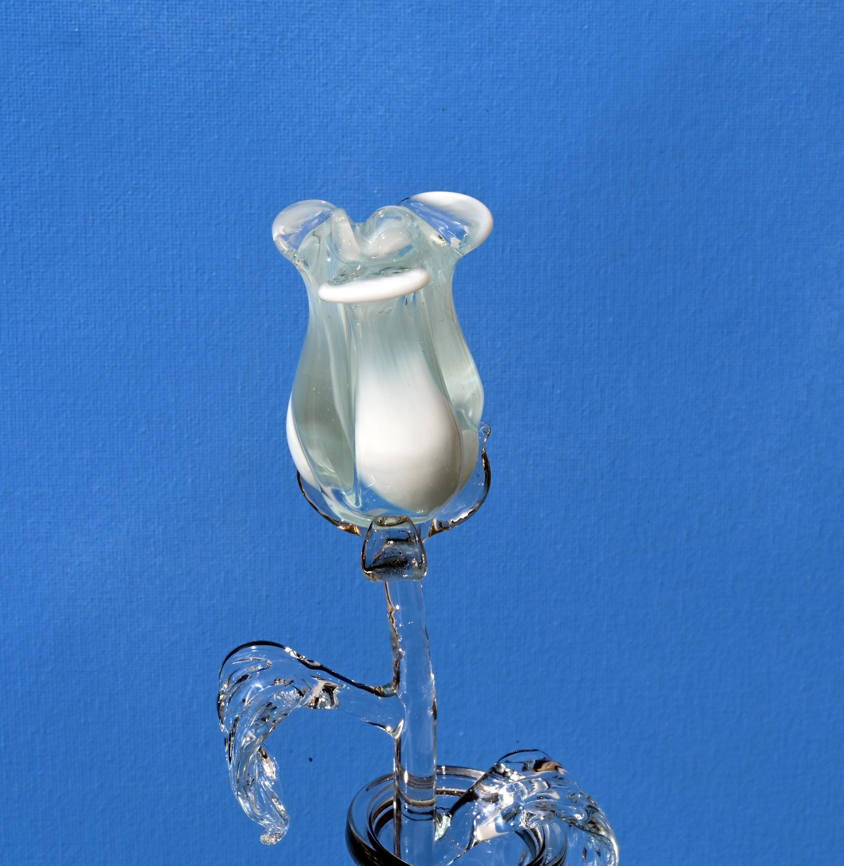 "Isla" White & Transparent Glass Rose