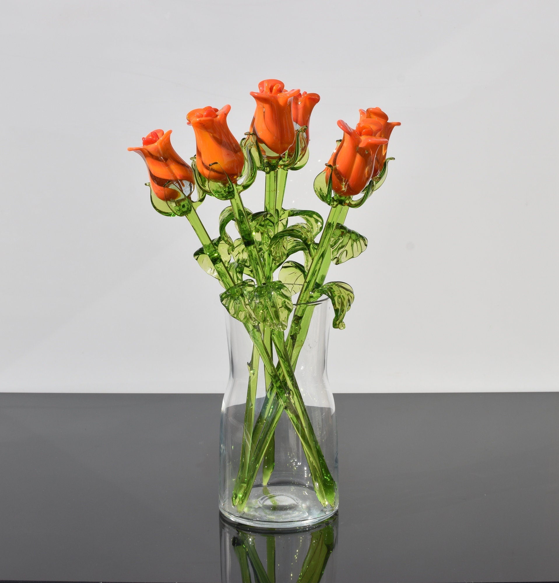"Naranja" Orange & Transparent Glass Flower