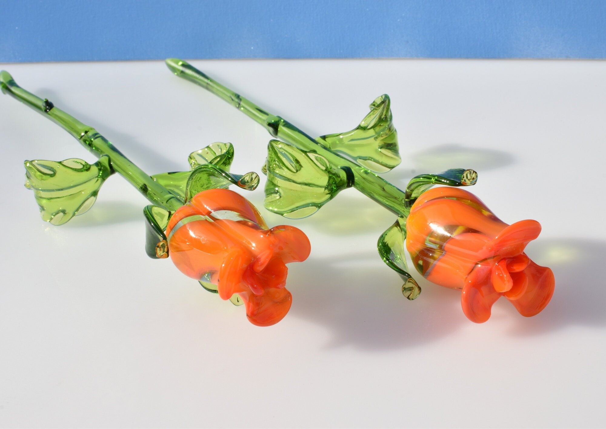 "Naranja" Orange & Transparent Glass Flower