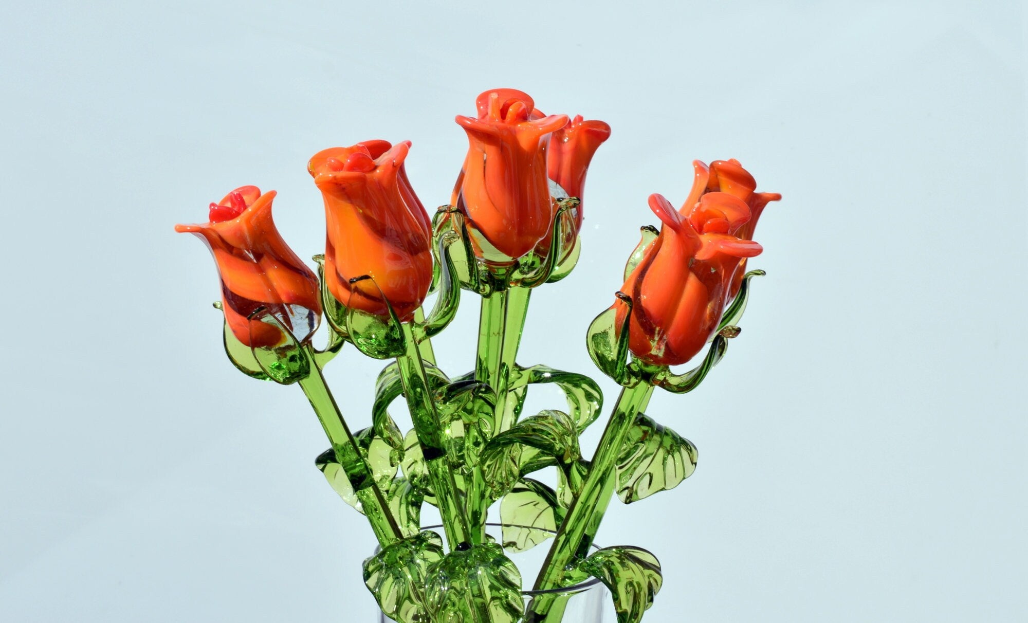 "Naranja" Orange & Transparent Glass Flower