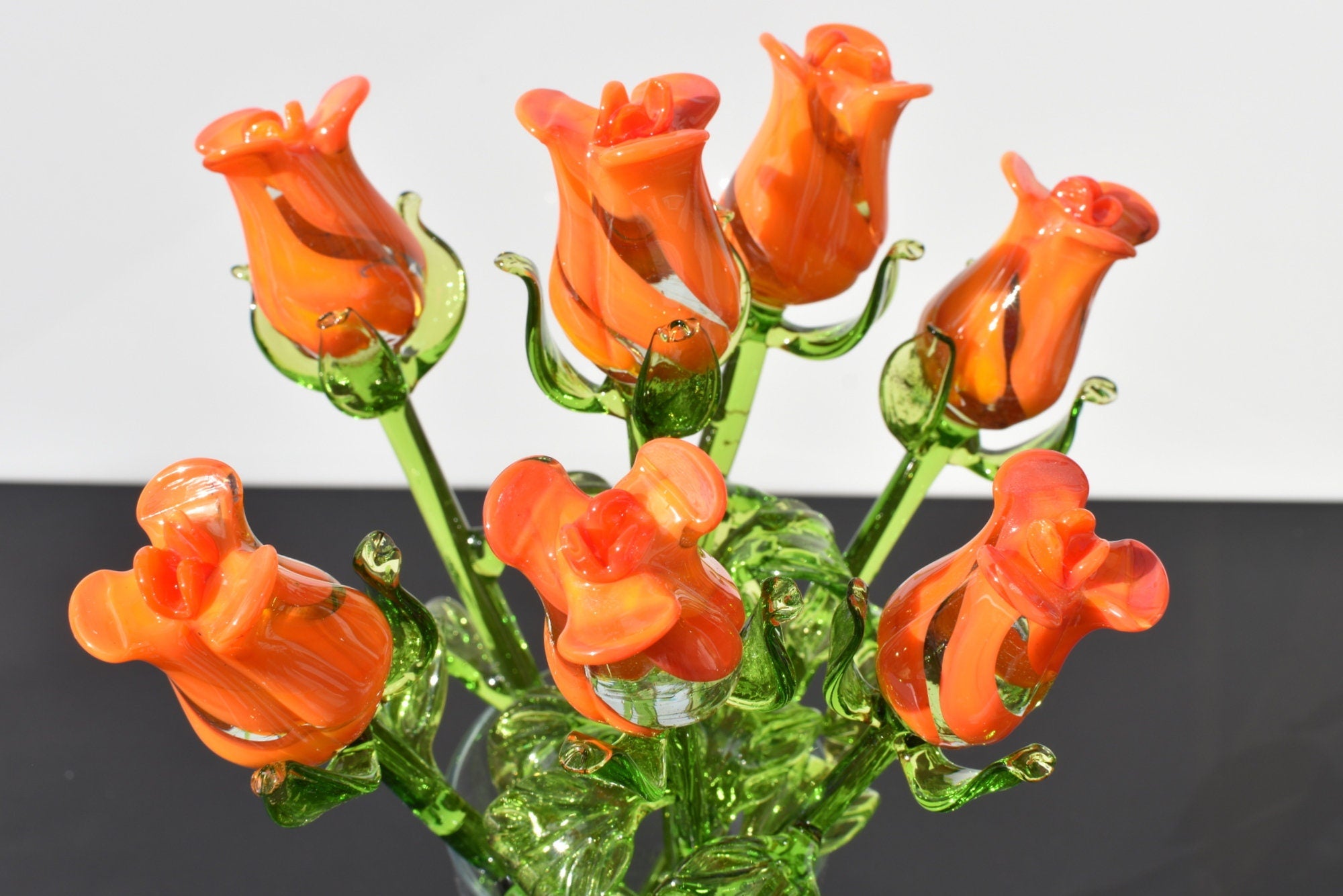 "Naranja" Orange & Transparent Glass Flower