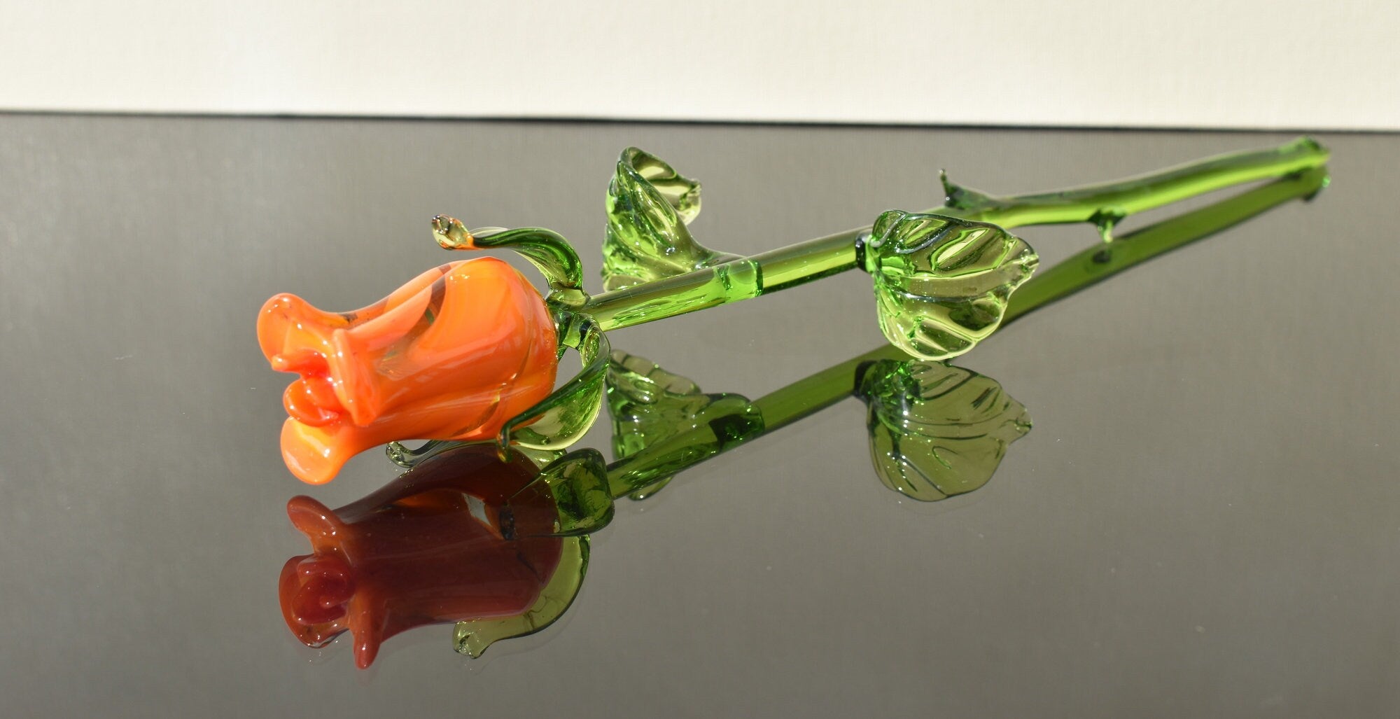 "Naranja" Orange & Transparent Glass Flower