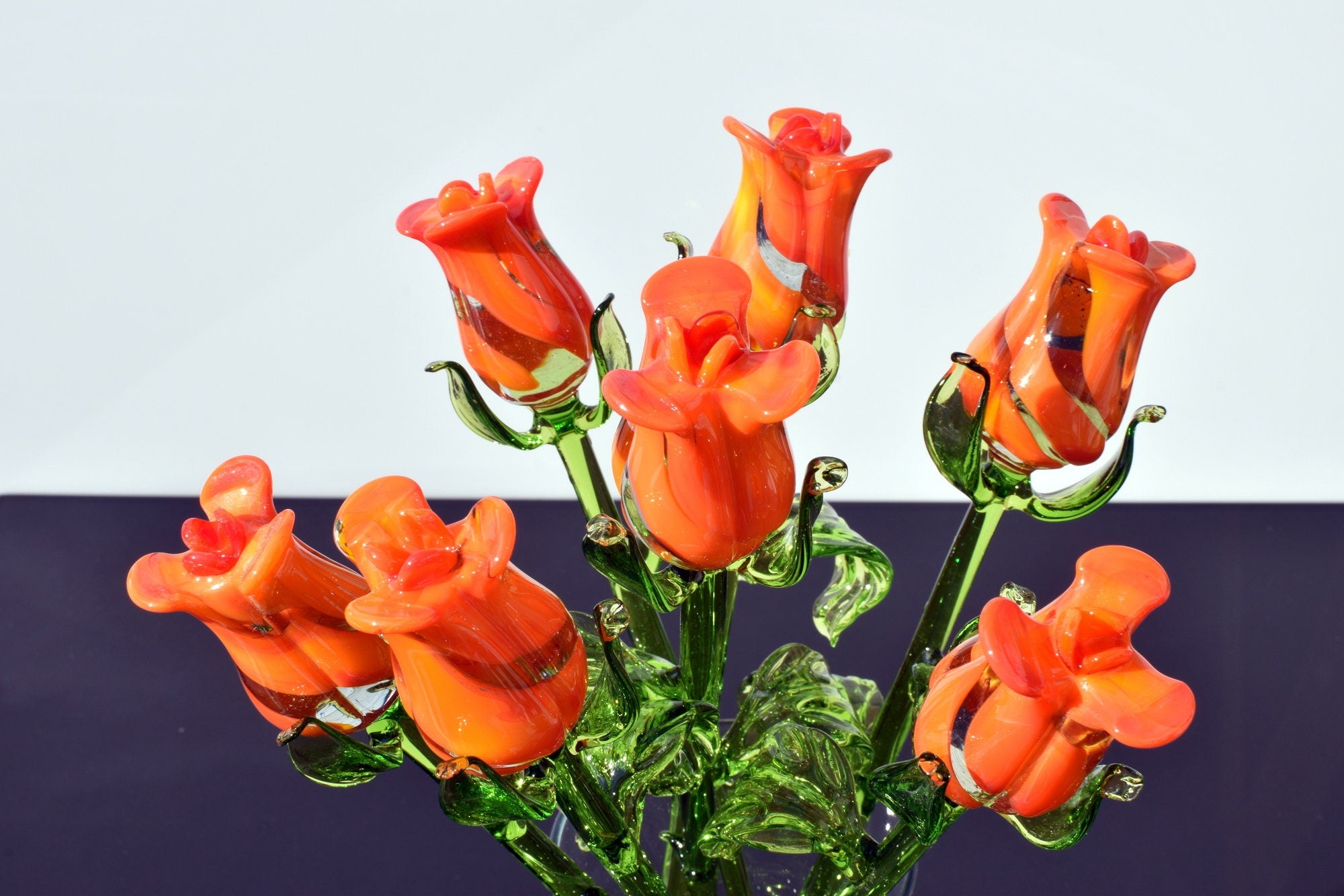"Naranja" Orange & Transparent Glass Flower