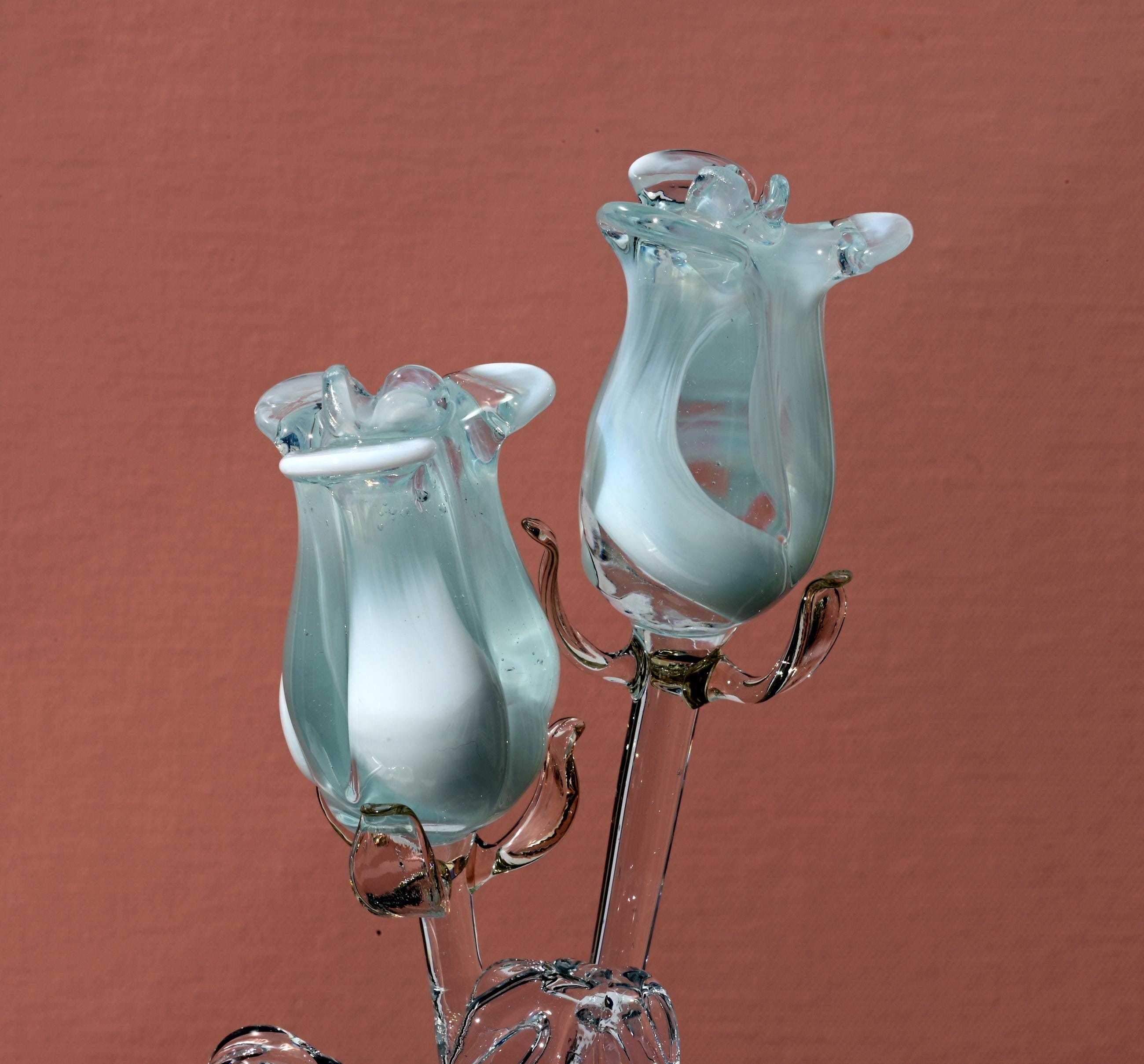 "Isla" White & Transparent Glass Rose