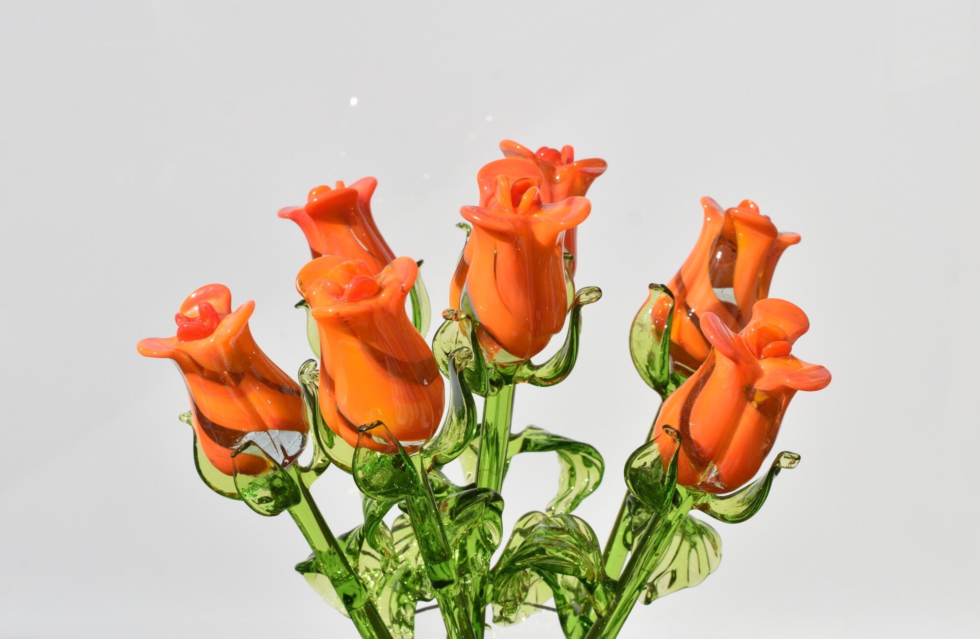 "Naranja" Orange & Transparent Glass Flower
