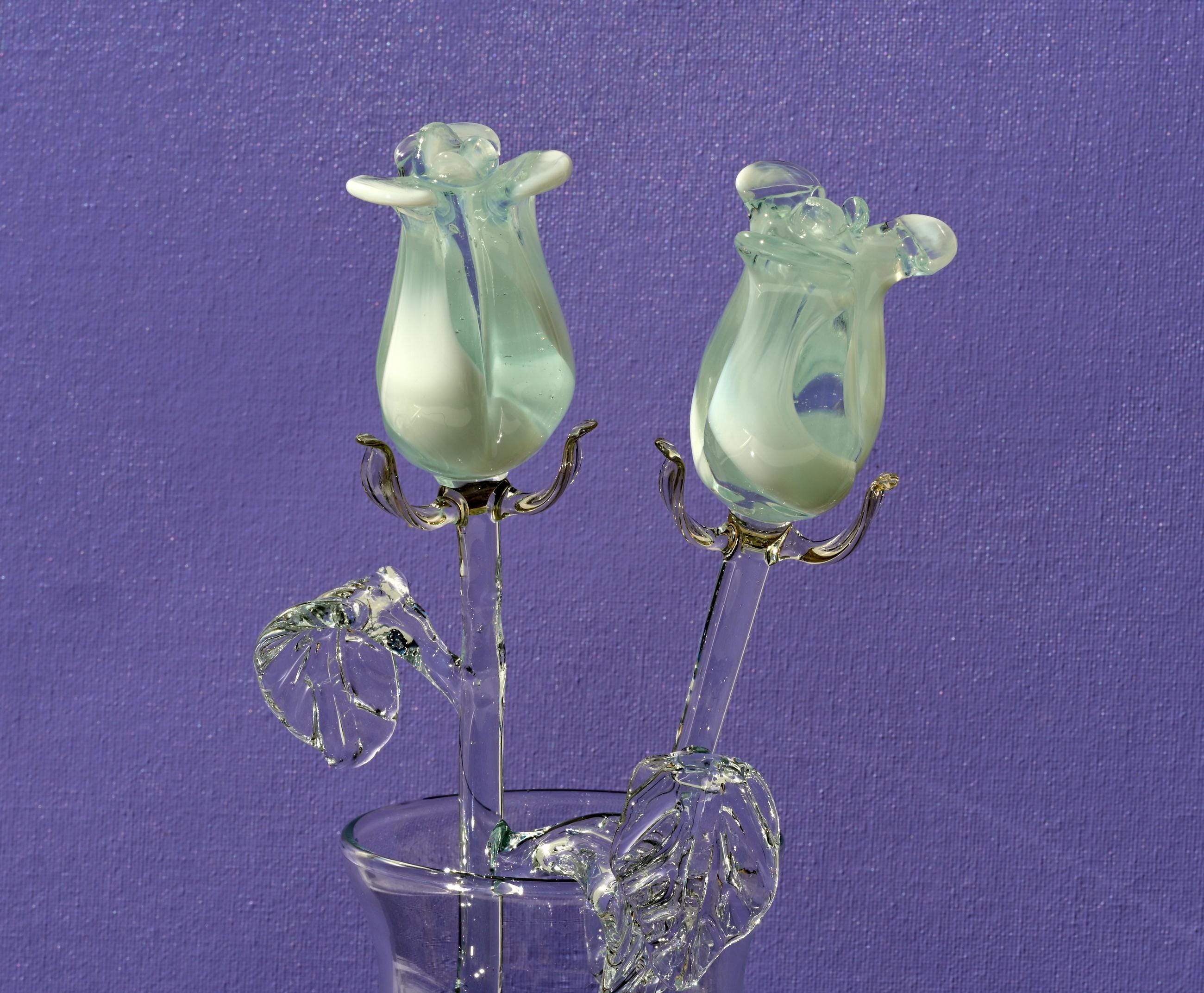 "Isla" White & Transparent Glass Rose