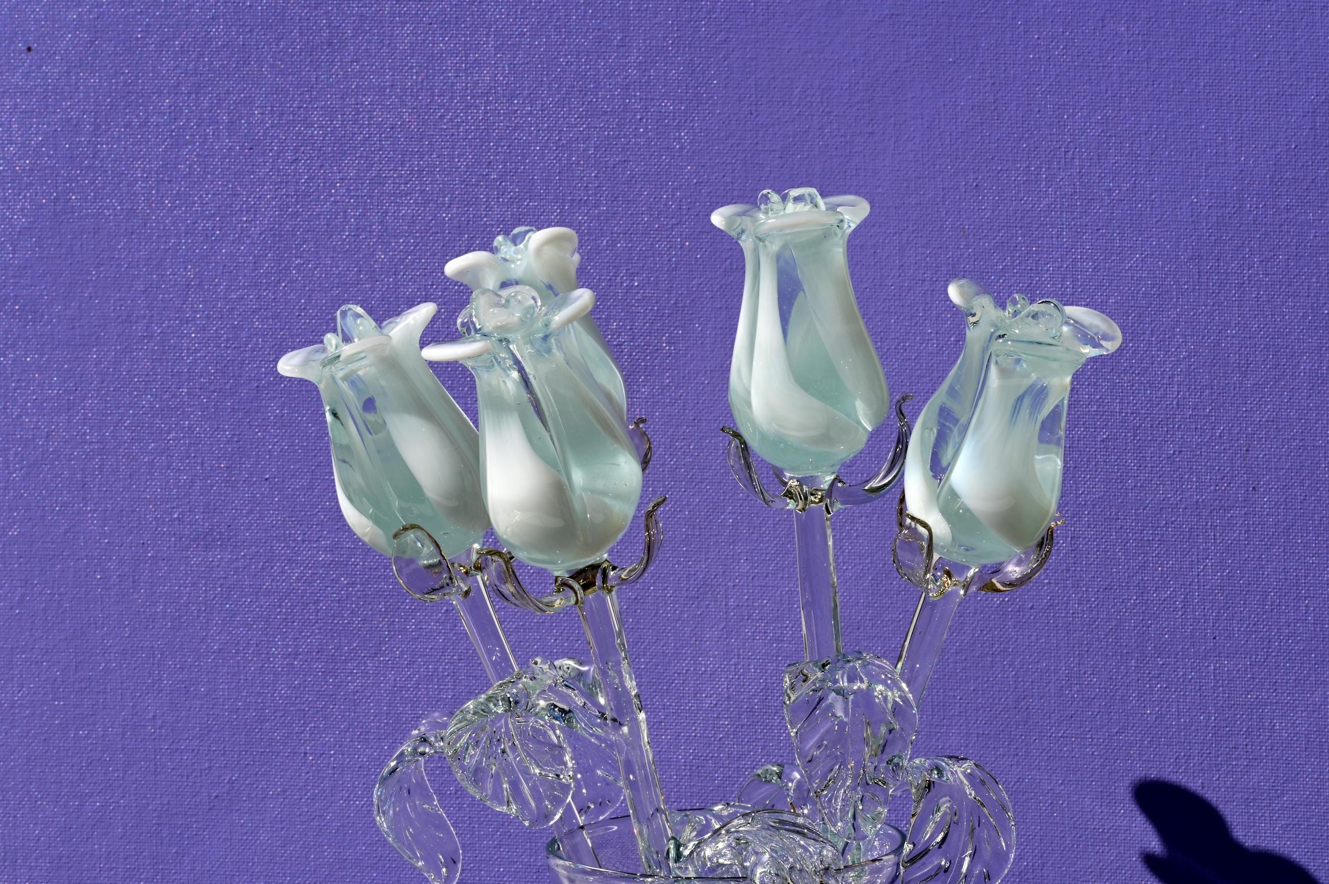 "Isla" White & Transparent Glass Rose