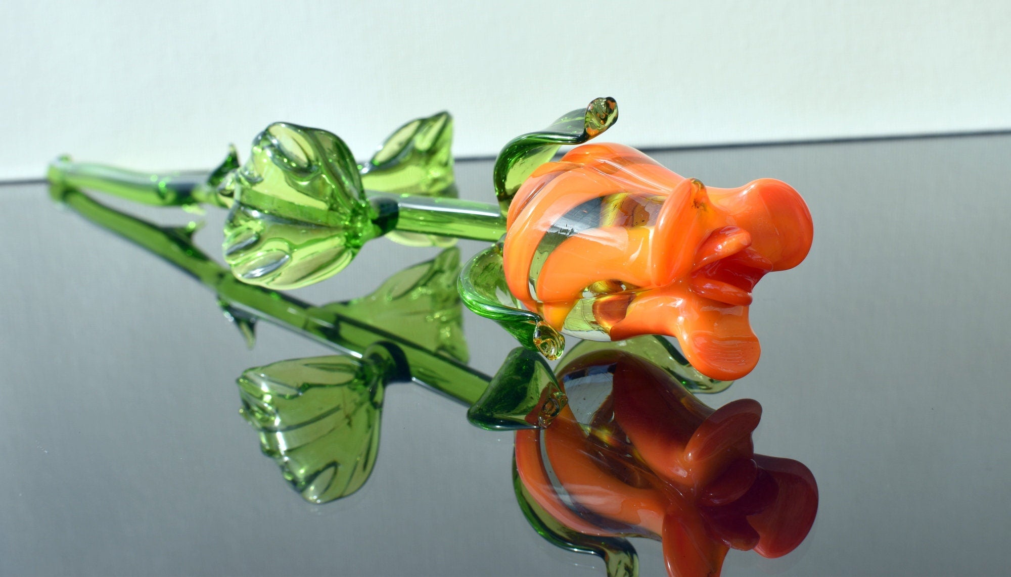 "Naranja" Orange & Transparent Glass Flower
