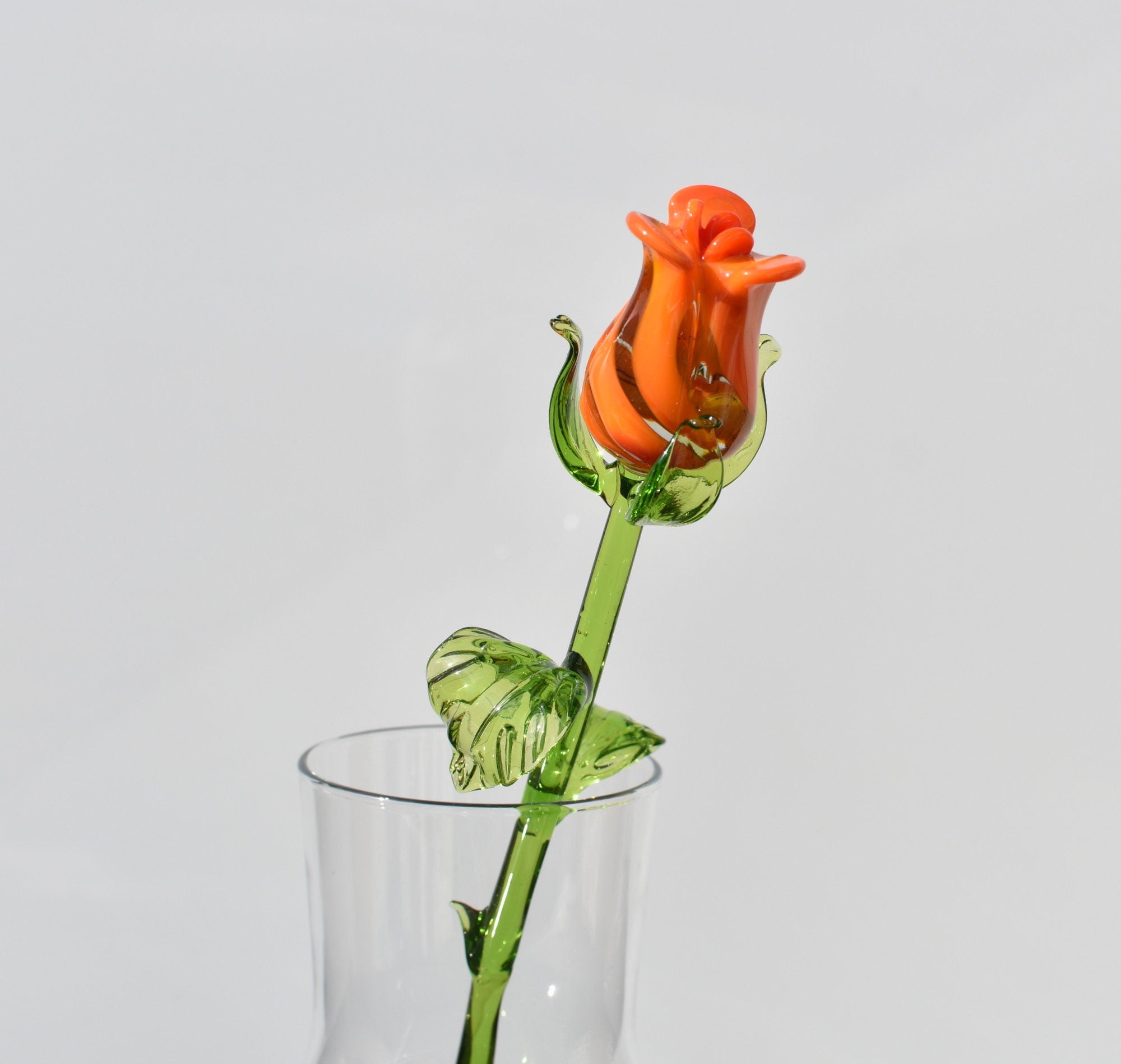 "Naranja" Orange & Transparent Glass Flower